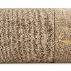 Ręcznik bawełniany 30x50 GAJA Eva Minge beżowy z welwetową bordiurą sygnowaną logo projektantki