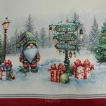 Bieżnik świąteczny 45x140 XMAS gobelinowy naturalny w zimowej scenerii z czerwoną obwódką - 2
