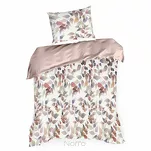 Pościel z mikrowłókna 160x200 LINDA biała ciemny róż nadruk kwiatowy Design 91 - 2