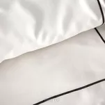 Pościel z makosatyny 160x200 EVA 10B Eva Minge biała z lamówką czarną i napisami - 5