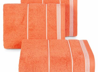 Ręcznik bawełniany 50x90 MIRA pomarańczowy zdobiony bordiurą w pasy