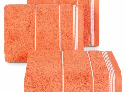Ręcznik bawełniany 50x90 MIRA pomarańczowy zdobiony bordiurą w pasy
