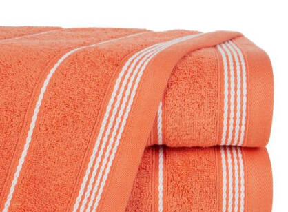 Ręcznik bawełniany 50x90 MIRA pomarańczowy zdobiony bordiurą w pasy