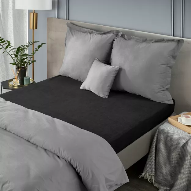 Prześcieradło z bawełny frotte z gumką czarne 220x200 Design 91
