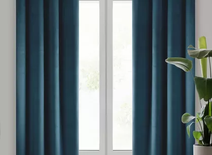 Zasłona na przelotkach 140x250 PIERRE welwetowa granatowa jednokolorowa