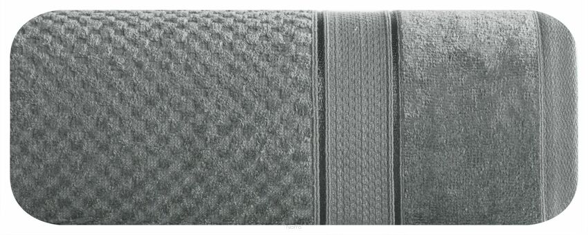 Ręcznik 50x90 JESSI stalowy z fakturą krateczki i gładką welurową bordiurą