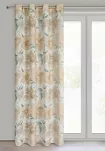 Zasłona na przelotkach 140x250 KARLA naturalna z jasno pomarańczowym wzorem kwiatów piwonii z domieszką lnu - 5