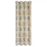 Zasłona na przelotkach 140x250 KARLA naturalna z jasno pomarańczowym wzorem kwiatów piwonii z domieszką lnu - 6