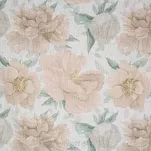 Zasłona na przelotkach 140x250 KARLA naturalna z jasno pomarańczowym wzorem kwiatów piwonii z domieszką lnu - 7