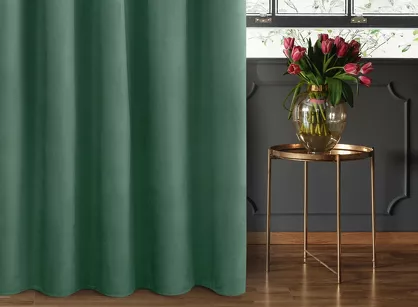Zasłona gotowa na taśmie 140x270 SIBEL welwetowa Pierre Cardin ciemna mięta jednokolorowa