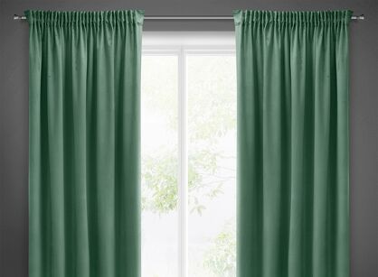 Zasłona na taśmie 140x270 SIBEL welwetowa Pierre Cardin ciemna mięta jednokolorowa