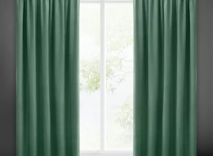 Zasłona gotowa na taśmie 140x270 SIBEL welwetowa Pierre Cardin ciemna mięta jednokolorowa