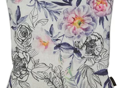 Poszewka dekoracyjna 45x45 LEN 17 kremowa czarna z dodatkiem lnu z lamówką na brzegach