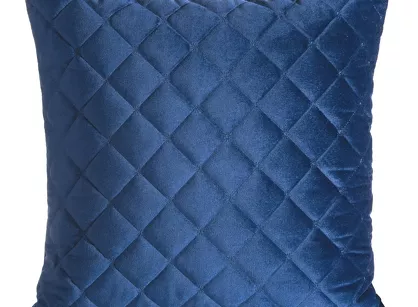 Poszewka welwetowa 45x45 RIA 1 granatowa przeszywana grubą nicią w drobne romby