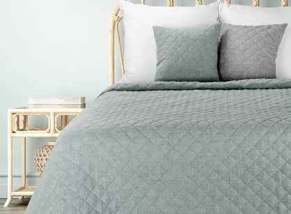 Narzuta jednokolorowa 170x210 LEN 1 miętowa pikowana imitująca len