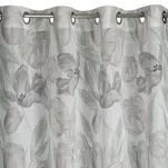 Zasłona na przelotkach 140x250 MILLIE naturalna w stylu eko z zielonym wzorem tulipanów - 4