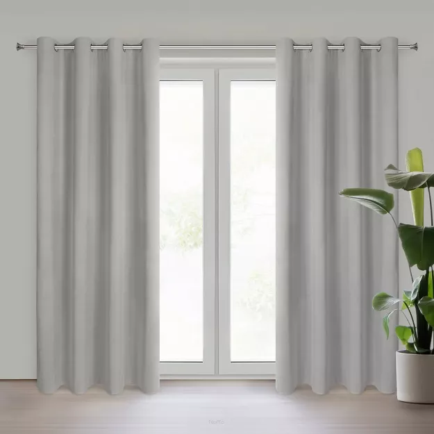 Zasłona na przelotkach 140x250 NITA welwetowa zaciemniająca stalowa jednokolorowa