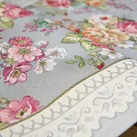 Nakładka gobelinowa 100x100 1175 popielata z wzorem kwiatowym - 7