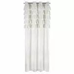 Zasłona na przelotkach 140x250 AURA welwetowa biała jednokolorowa zdobiona w górnej części falbanami - 7