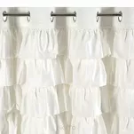 Zasłona na przelotkach 140x250 AURA welwetowa biała jednokolorowa zdobiona w górnej części falbanami - 6