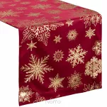 Bieżnik świąteczny 40x140 JOY welwetowy czerwony w śnieżynki - 2