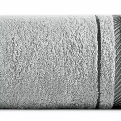 Ręcznik bawełniany 30x50 KORAL srebrny zdobiony subtelną bordiurą w pasy