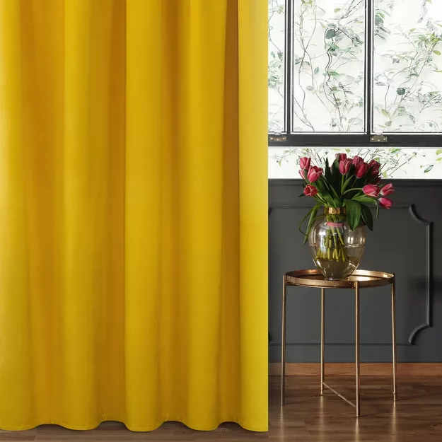 Zasłona gotowa na taśmie 140x270 SIBEL welwetowa Pierre Cardin musztardowa jednokolorowa