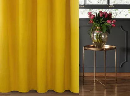Zasłona gotowa na taśmie 140x270 SIBEL welwetowa Pierre Cardin musztardowa jednokolorowa