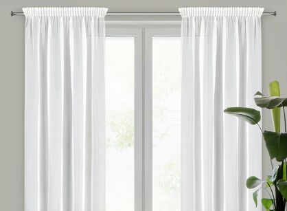 Firana na taśmie 140x270 LUCY biała z gładkiego woalu