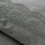 Pościel satynowa 160x200 LANA 1 stalowa z delikatną koronką z kolekcji Premium - 3