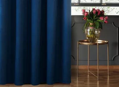 Zasłona gotowa na taśmie 140x270 SIBEL welwetowa Pierre Cardin granatowa jednokolorowa