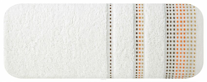 Ręcznik 30x50 POLA kremowy z kolorową bordiurą zakończoną stebnowaniem 500 g/m2