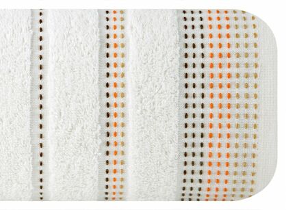 Ręcznik 30x50 POLA kremowy z kolorową bordiurą zakończoną stebnowaniem 500 g/m2