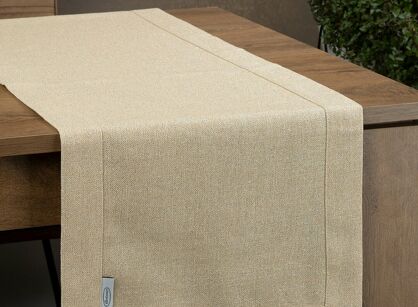 Bieżnik bawełniany 40x180 STELLA 1 złoty zdobiony kantą z wplecioną nicią złotą