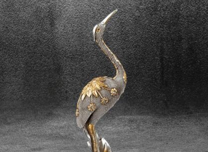 Figurka dekoracyjna 10x6x36 KALI 3 Flaming srebrna złota