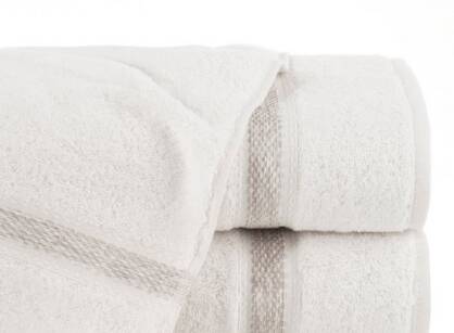 Ręcznik bawełniany 50x90 ALTEA kremowy z bordiurą w stylu eko z melanżowym pasem