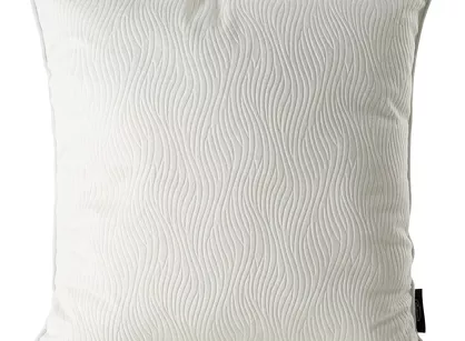 Poszewka welwetowa 40x40 LILI biała z wytłaczanym falującym wzorem