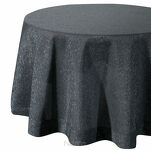 Obrus bawełniany fi 180 STELLA 1 czarny zdobiony kantą z wplecioną nicią srebrną - 2