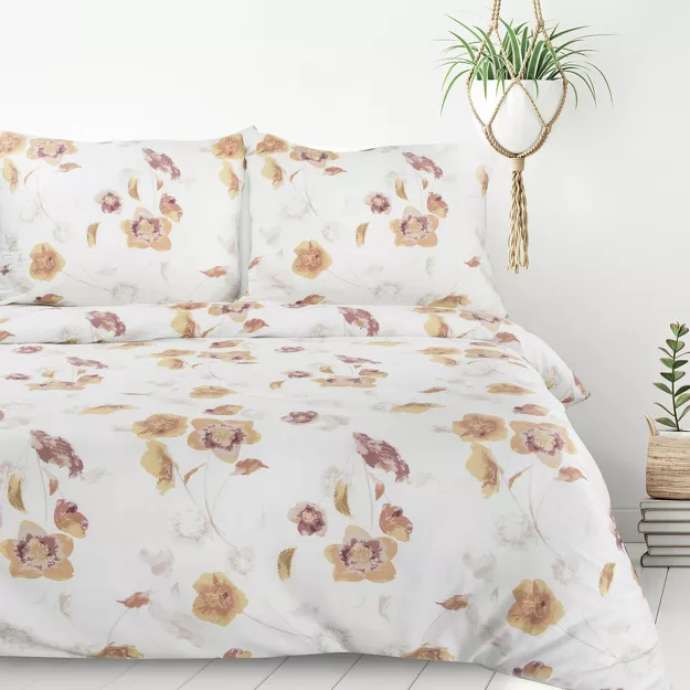 Pościel z mikrowłókna 160x200 IGA biała z wzorem delikatnych kwiatków Design 91