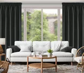 Zasłona na taśmie 140x270 RITA jednokolorowa czarna z miękkiej tkaniny - 10