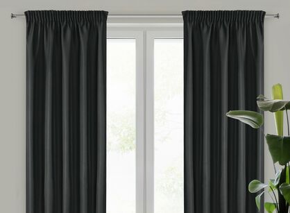 Zasłona na taśmie 140x270 RITA jednokolorowa czarna z miękkiej tkaniny