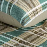 Pościel satynowa 220x200 SPRING 65 jasny brąz zielona z motywem kratki z kolekcji Classic - 3