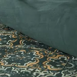 Pościel satynowa 160x200 SPRING 69 ciemna zieleń beż z nadrukiem mozaiki z kolekcji Classic - 3