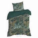 Pościel satynowa 160x200 SPRING 69 ciemna zieleń beż z nadrukiem mozaiki z kolekcji Classic - 5