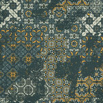 Pościel satynowa 160x200 SPRING 69 ciemna zieleń beż z nadrukiem mozaiki z kolekcji Classic - 4