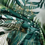 Zasłona na taśmie 140x270 DAVOS welwetowa biała ze złotym nadrukiem egzotycznych liści - 3