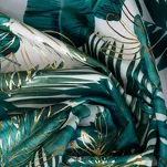 Zasłona na taśmie 140x270 DAVOS welwetowa biała ze złotym nadrukiem egzotycznych liści - 13