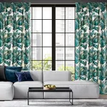 Zasłona na taśmie 140x270 DAVOS welwetowa biała ze złotym nadrukiem egzotycznych liści - 14