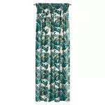 Zasłona na taśmie 140x270 DAVOS welwetowa biała ze złotym nadrukiem egzotycznych liści - 9