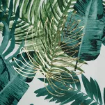 Zasłona na taśmie 140x270 DAVOS welwetowa biała ze złotym nadrukiem egzotycznych liści - 2